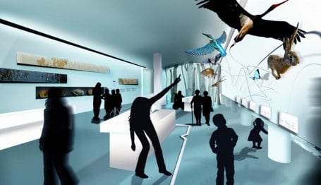 Bild 1: Die Ausstellung soll in stimmungsvoller Atmosphäre Spannendes und Informatives aus dem Nationalpark vermitteln. Visualisierung: Triad Berlin Projekt GmbH