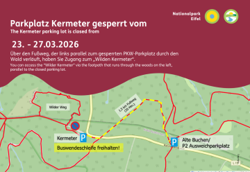 Parkplatz Kermeter gesperrt vom 23. März bis voraussichtlich 27. März 2026