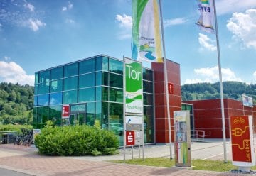 The Rurberg National Park gate is the starting point for free guided tours of the Kermeter forest.