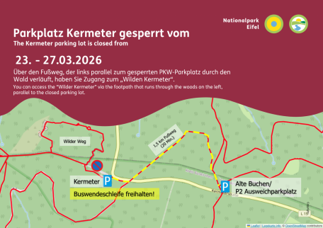 Wegbeschreibung von P2 zum Rastplatz Kermeter