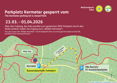 Wegbeschreibung von P2 zum Rastplatz Kermeter